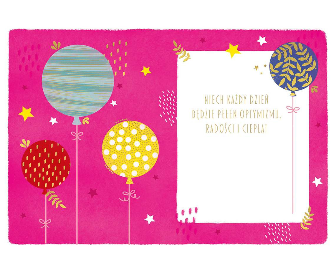 Greeting card b6 pink balloons, 1 pc.